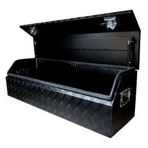 Black aluminum truck tool box